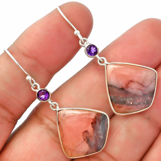 Natural Guava Quartz & Amethyst Earrings E-1002 SDE83089