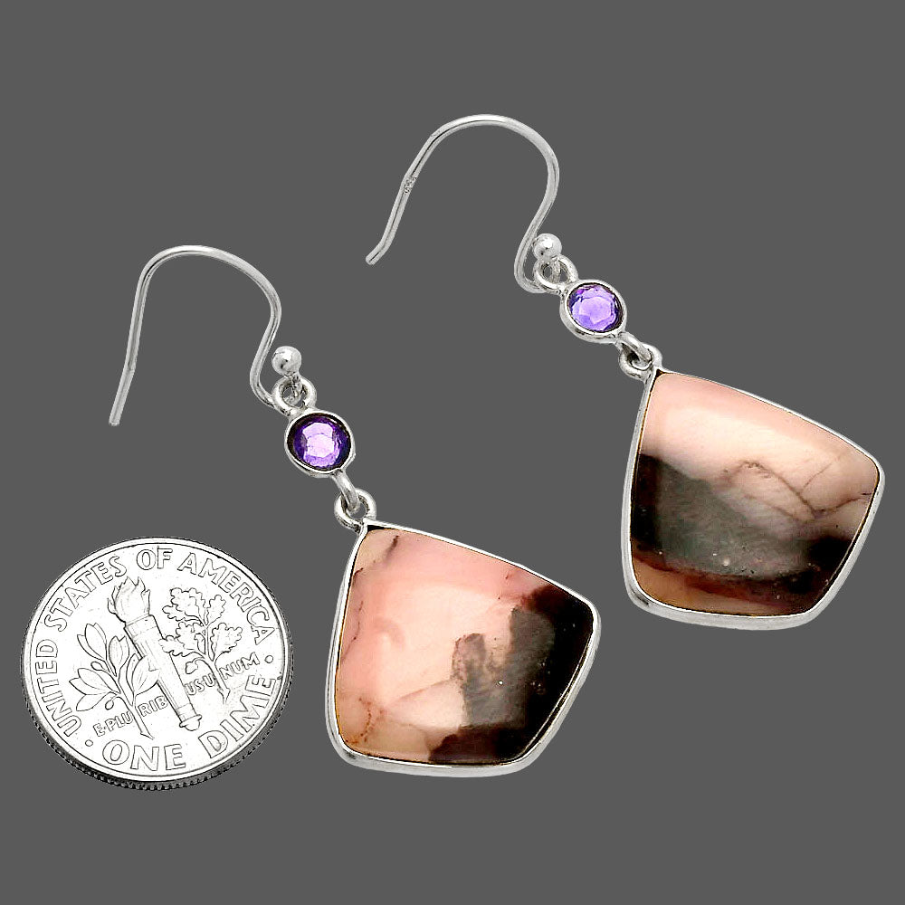 Natural Guava Quartz & Amethyst Earrings E-1002 SDE83089