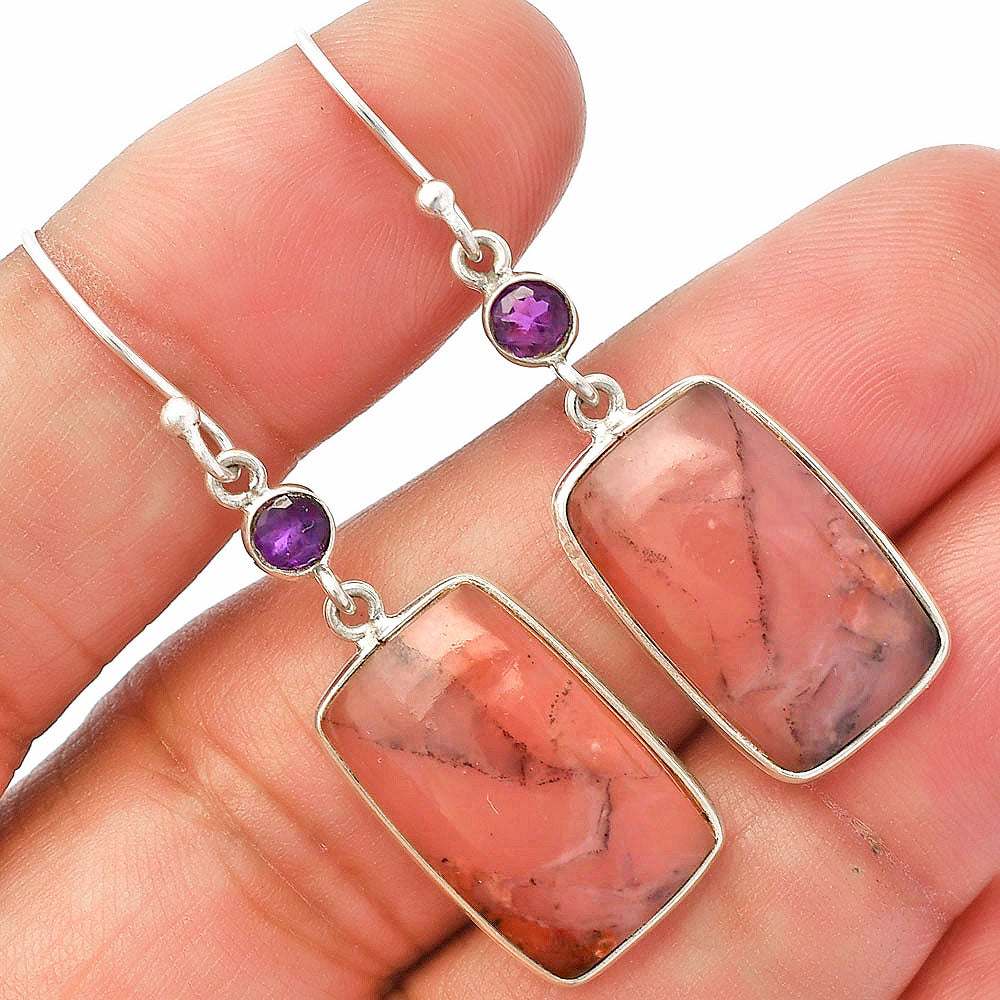 Natural Guava Quartz & Amethyst Earrings E-1002 SDE83093