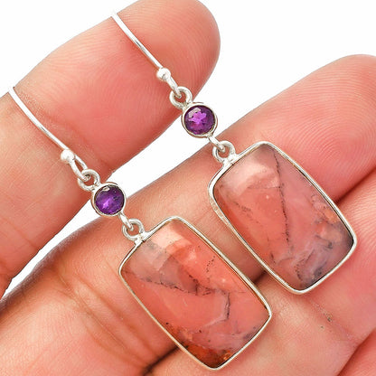 Natural Guava Quartz & Amethyst Earrings E-1002 SDE83093