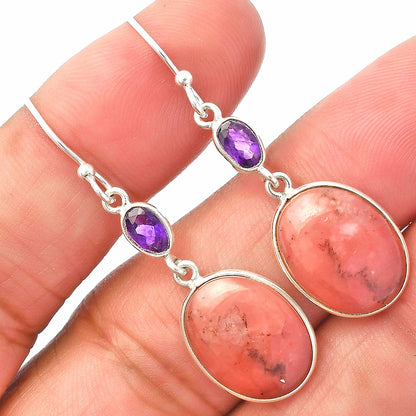 Natural Guava Quartz & Amethyst Earrings E-1002 SDE83129