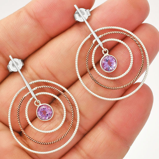 Two Tone Dangle - Amethyst - Brazil Earrings E-1244 SDE83193