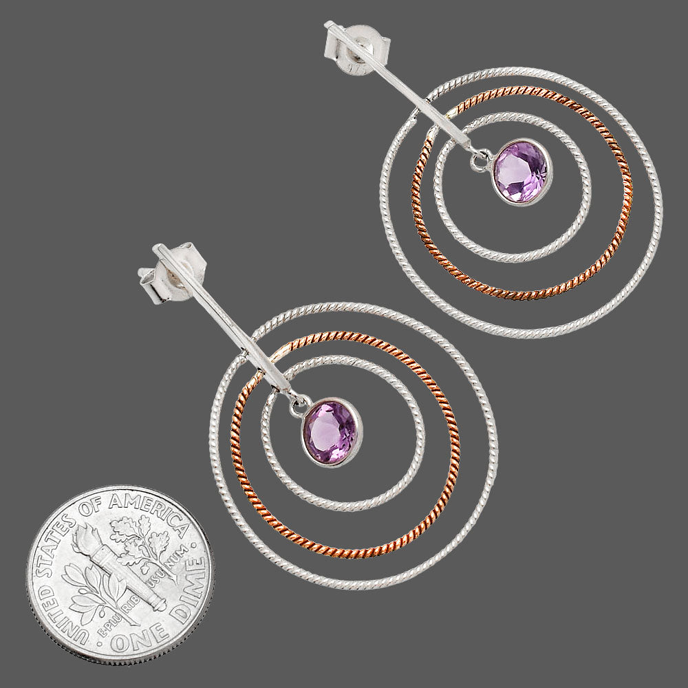 Two Tone Dangle - Amethyst - Brazil Earrings E-1244 SDE83193
