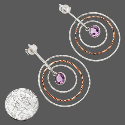 Two Tone Dangle - Amethyst - Brazil Earrings E-1244 SDE83193