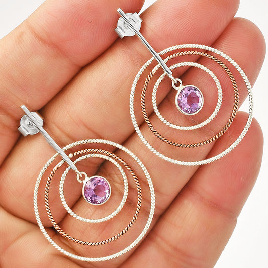 Two Tone Dangle - Amethyst - Brazil Earrings E-1244 SDE83194