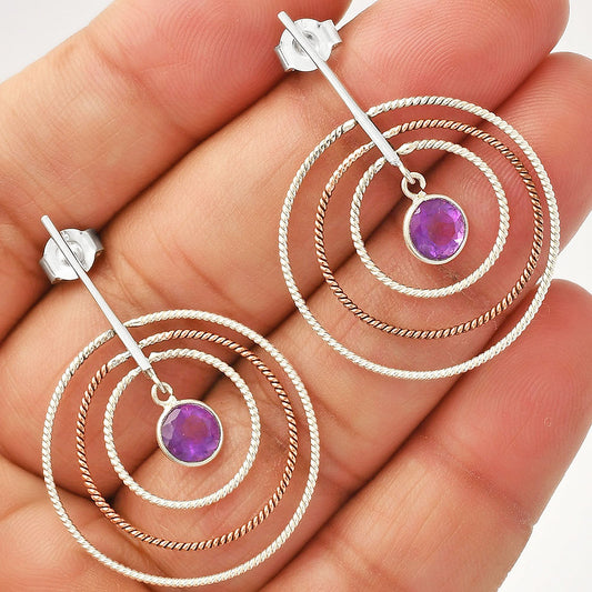 Two Tone Dangle - Amethyst - Brazil Earrings E-1244 SDE83195