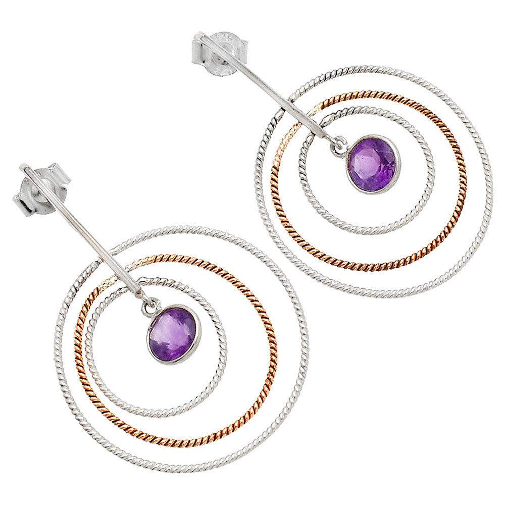 Two Tone Dangle - Amethyst - Brazil Earrings E-1244 SDE83195