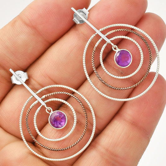 Two Tone Dangle - Amethyst - Brazil Earrings E-1244 SDE83196