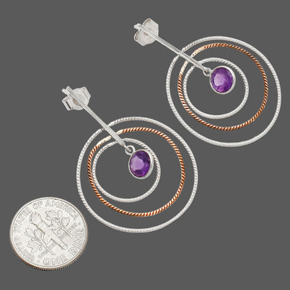 Two Tone Dangle - Amethyst - Brazil Earrings E-1244 SDE83196