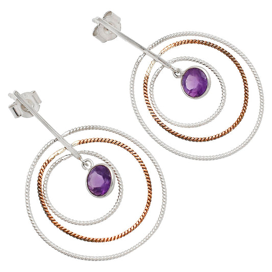 Two Tone Dangle - Amethyst - Brazil Earrings E-1244 SDE83196