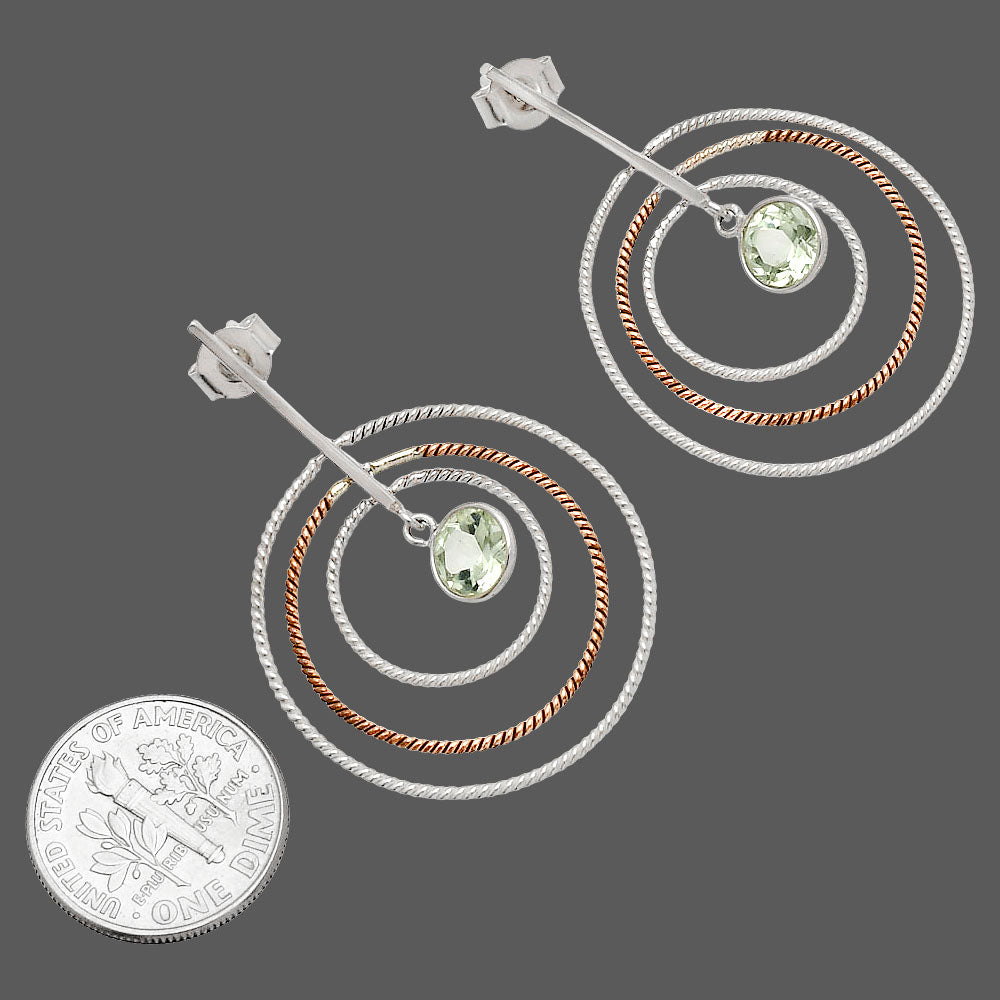 Two Tone Dangle - Prasiolite (Green Amethyst) Earrings E-1244 SDE83198