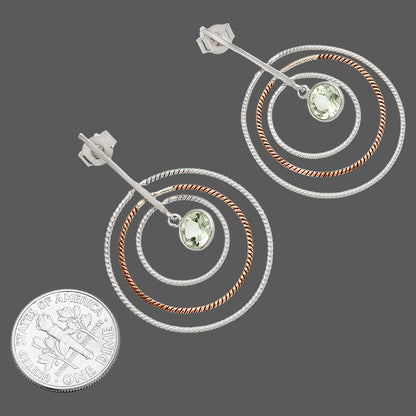 Two Tone Dangle - Prasiolite (Green Amethyst) Earrings E-1244 SDE83198