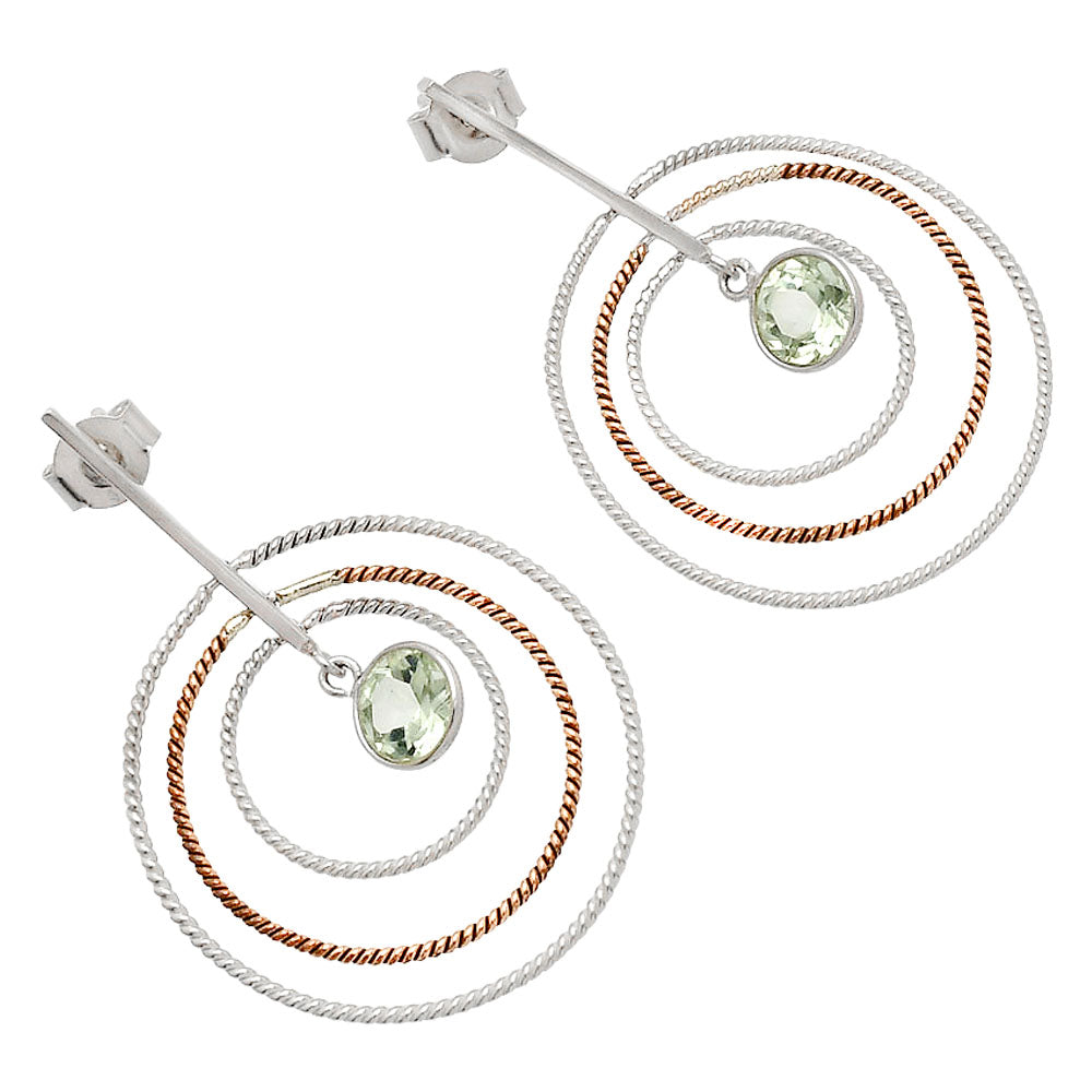 Two Tone Dangle - Prasiolite (Green Amethyst) Earrings E-1244 SDE83198