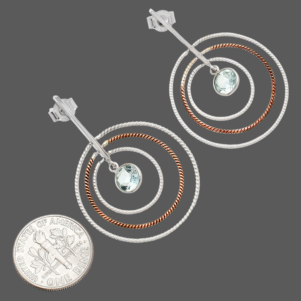 Two Tone Dangle - Sky Blue Topaz Earrings E-1244 SDE83200