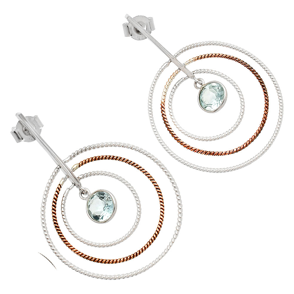 Two Tone Dangle - Sky Blue Topaz Earrings E-1244 SDE83200
