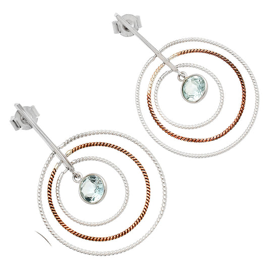 Two Tone Dangle - Sky Blue Topaz Earrings E-1244 SDE83200