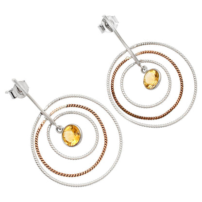 Two Tone Dangle - Natural Citrine Earrings E-1244 SDE83201