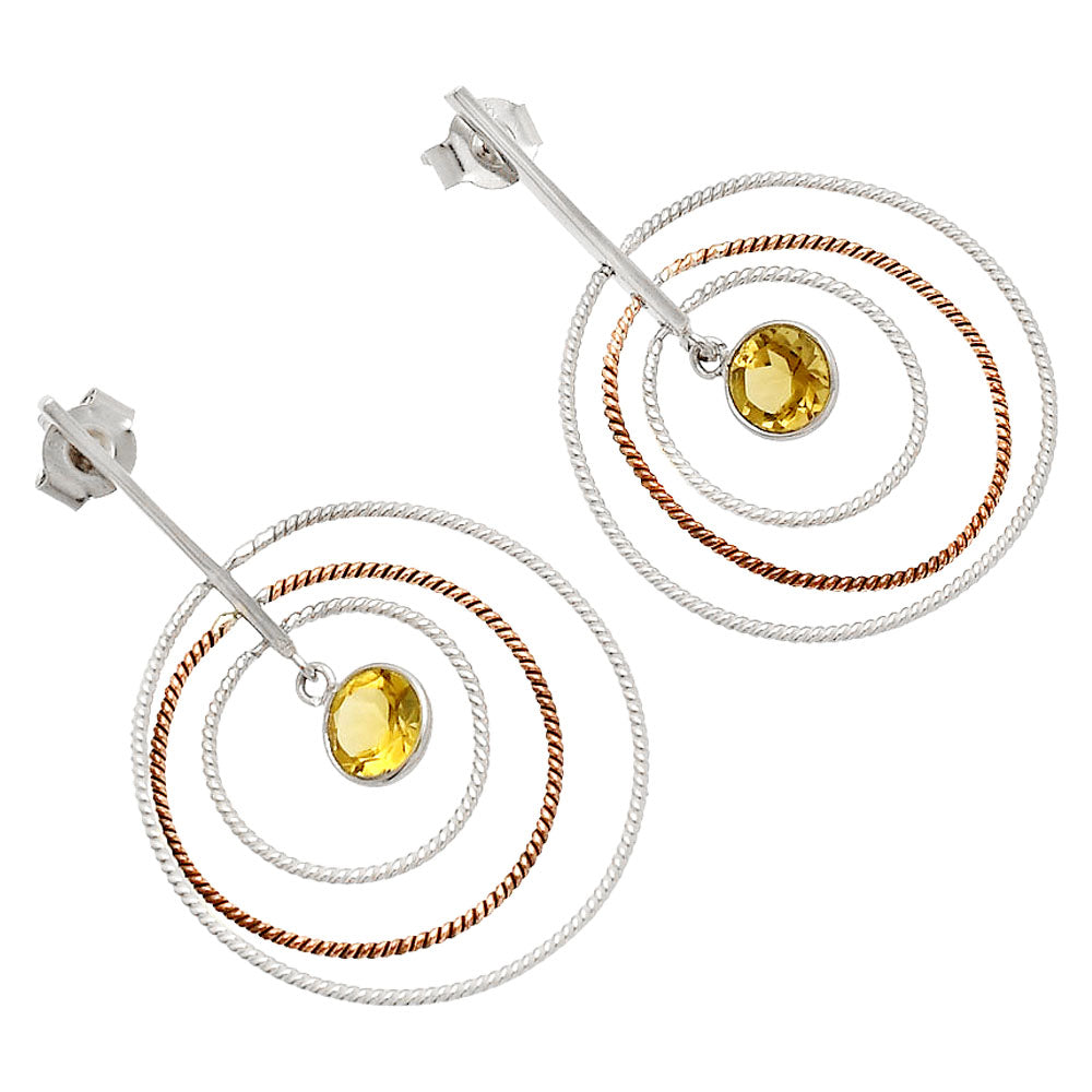Two Tone Dangle - Natural Citrine Earrings E-1244 SDE83202