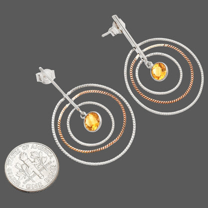 Two Tone Dangle - Natural Citrine Earrings E-1244 SDE83206