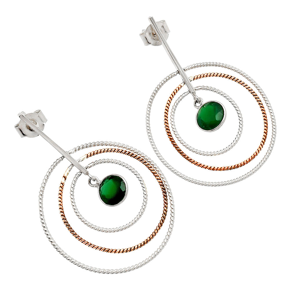 Two Tone Dangle - Natural Green Onyx Earrings E-1244 SDE83207