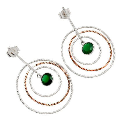 Two Tone Dangle - Natural Green Onyx Earrings E-1244 SDE83207