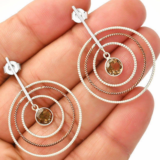 Two Tone Dangle - Smoky Quartz Earrings E-1244 SDE83210