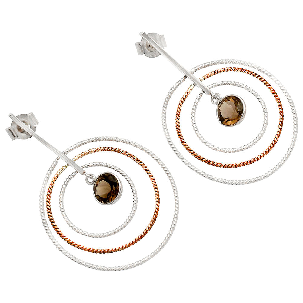 Two Tone Dangle - Smoky Quartz Earrings E-1244 SDE83210