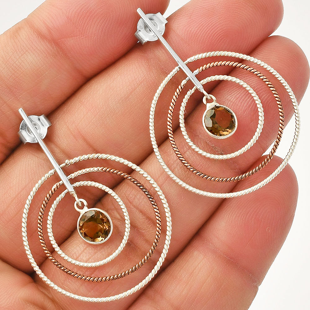 Two Tone Dangle - Smoky Quartz Earrings E-1244 SDE83211