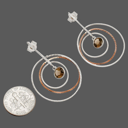 Two Tone Dangle - Smoky Quartz Earrings E-1244 SDE83211