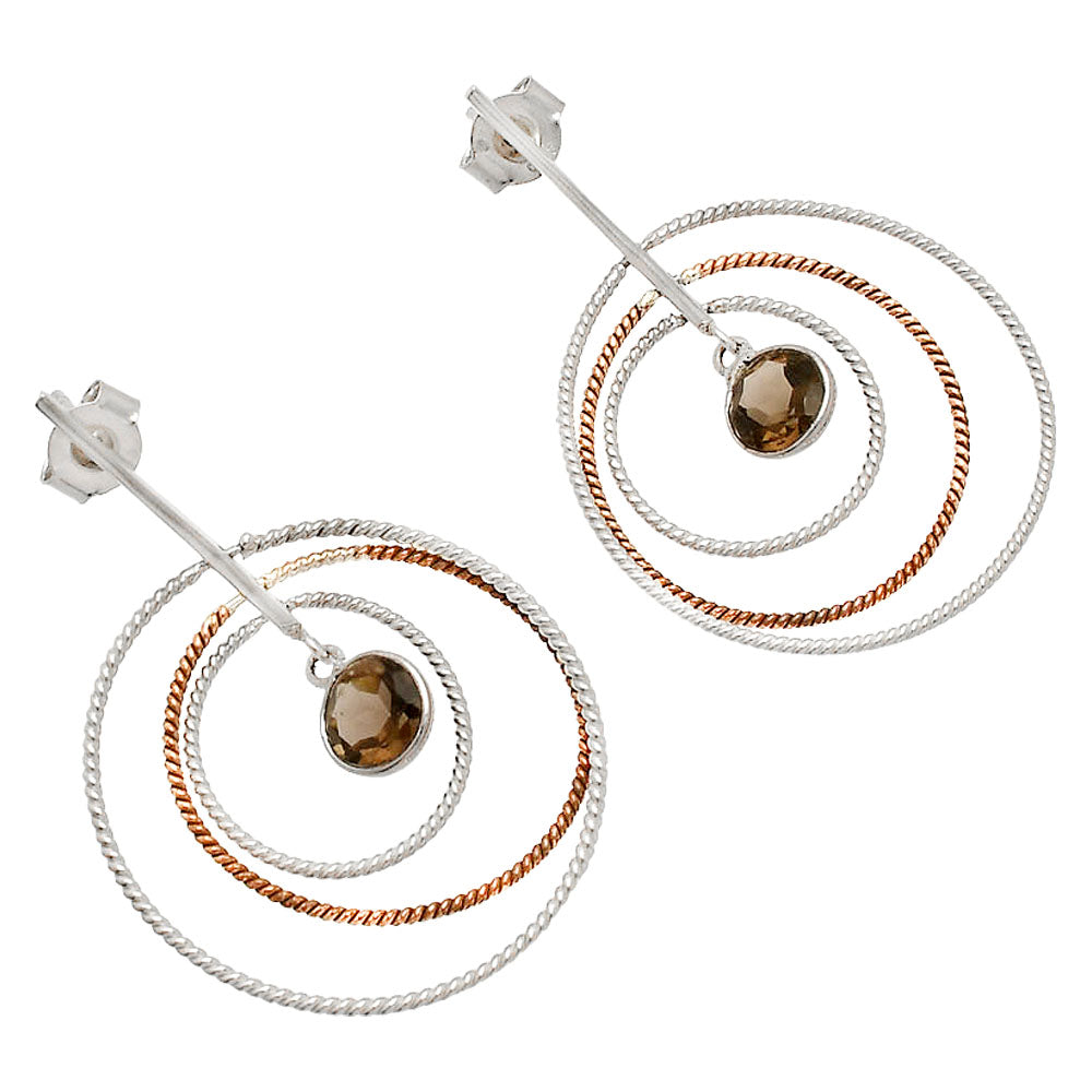 Two Tone Dangle - Smoky Quartz Earrings E-1244 SDE83211