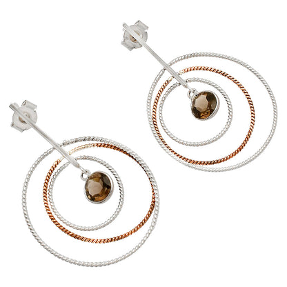 Two Tone Dangle - Smoky Quartz Earrings E-1244 SDE83211