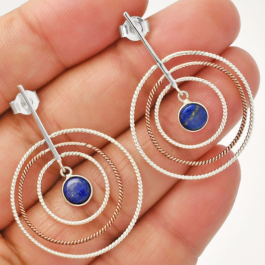 Two Tone Dangle - Lapis Lazuli Earrings E-1244 SDE83212