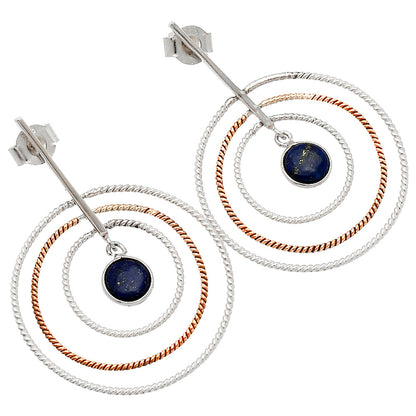 Two Tone Dangle - Lapis Lazuli Earrings E-1244 SDE83212