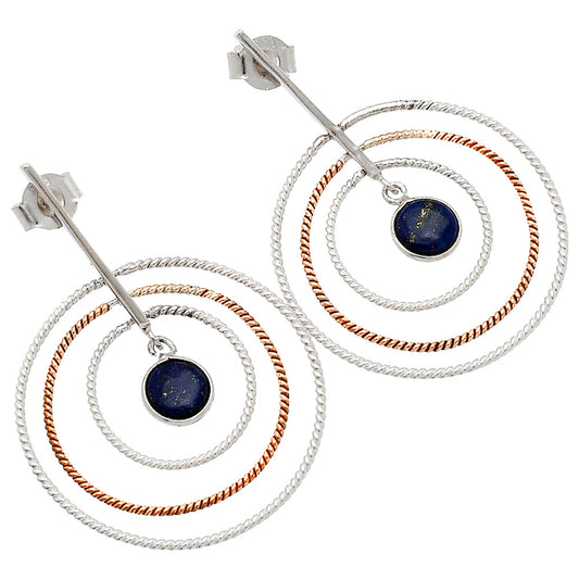 Two Tone Dangle - Lapis Lazuli Earrings E-1244 SDE83212