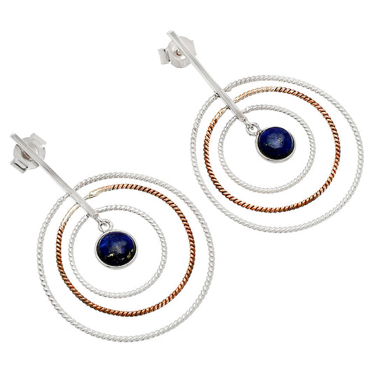 Two Tone Dangle - Lapis Lazuli Earrings E-1244 SDE83214