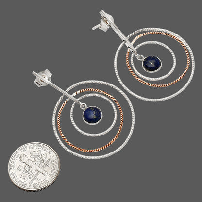 Two Tone Dangle - Lapis Lazuli Earrings E-1244 SDE83215