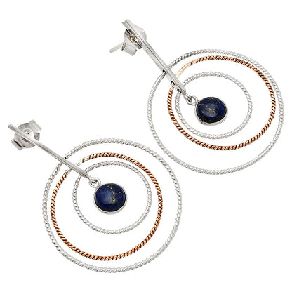 Two Tone Dangle - Lapis Lazuli Earrings E-1244 SDE83215