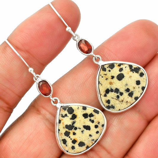 Natural Dalmatian & Garnet Earrings E-1002 SDE83238