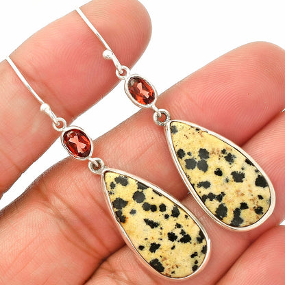 Natural Dalmatian & Garnet Earrings E-1002 SDE83254
