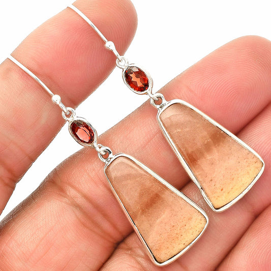 Natural Pink Aventurine & Garnet Earrings E-1002 SDE83264