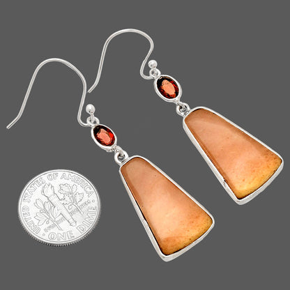 Natural Pink Aventurine & Garnet Earrings E-1002 SDE83264