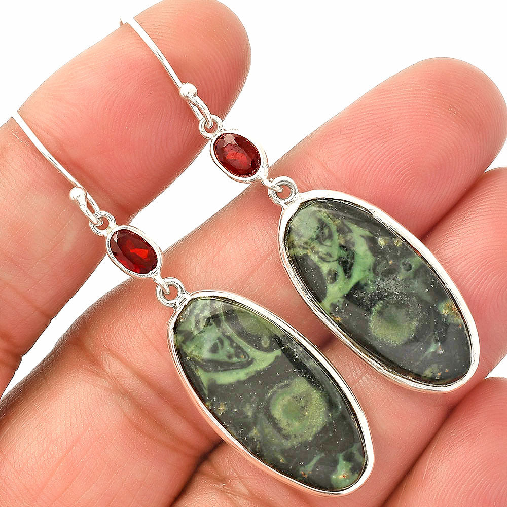 Natural Star Galaxy Jasper & Garnet Earrings E-1002 SDE83277