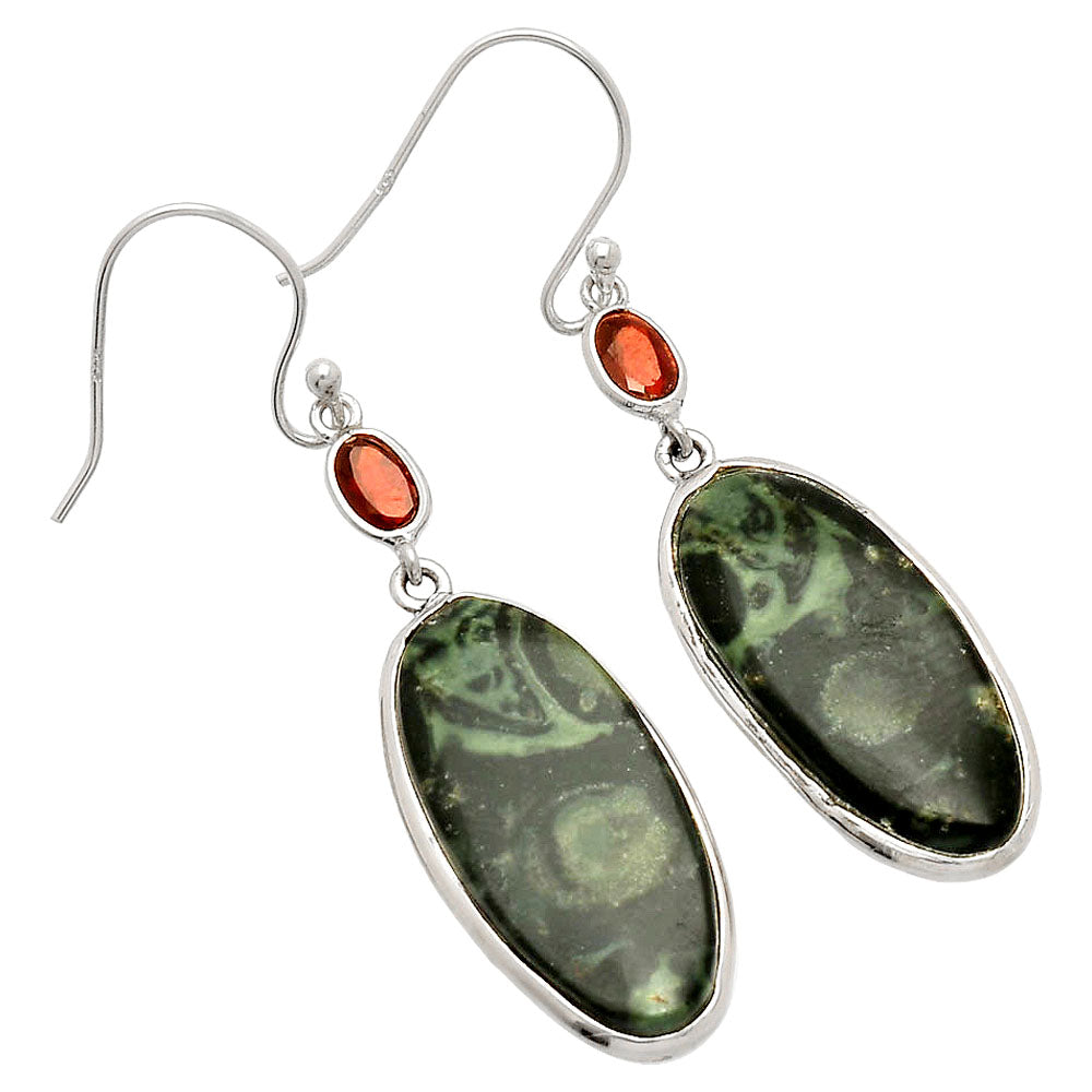 Natural Star Galaxy Jasper & Garnet Earrings E-1002 SDE83277