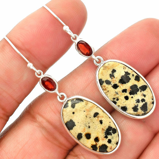 Natural Dalmatian & Garnet Earrings E-1002 SDE83278