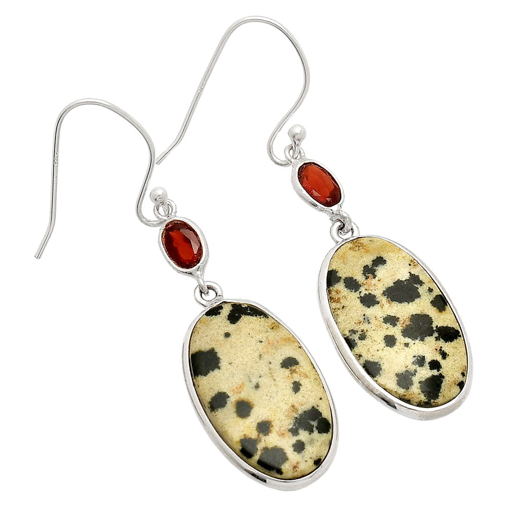 Natural Dalmatian & Garnet Earrings E-1002 SDE83278