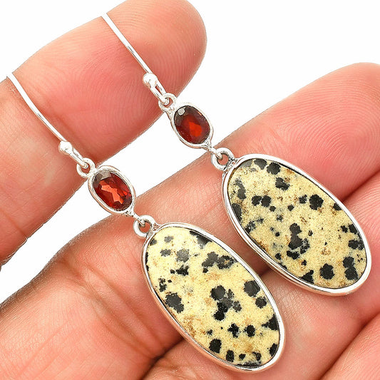 Natural Dalmatian & Garnet Earrings E-1002 SDE83280
