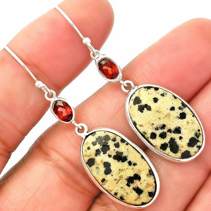 Natural Dalmatian & Garnet Earrings E-1002 SDE83281
