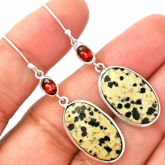 Natural Dalmatian & Garnet Earrings E-1002 SDE83281