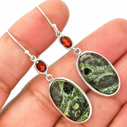 Natural Star Galaxy Jasper & Garnet Earrings E-1002 SDE83285