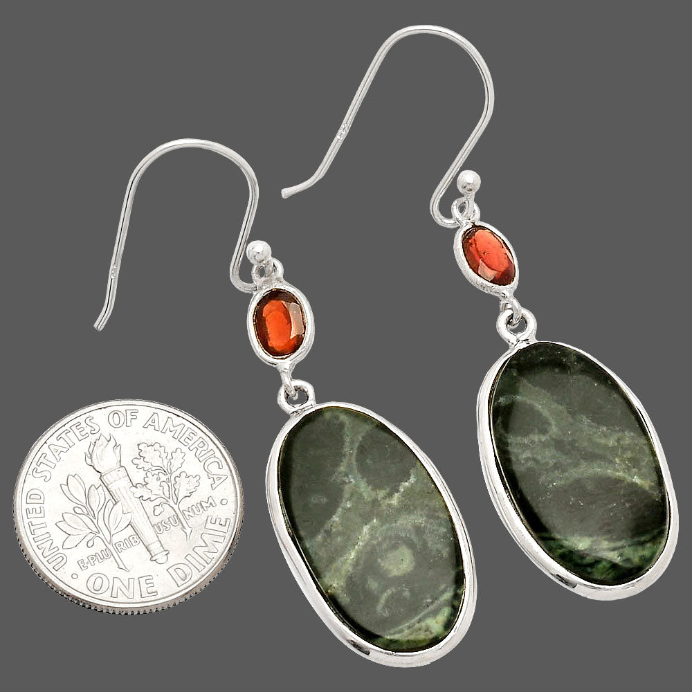 Natural Star Galaxy Jasper & Garnet Earrings E-1002 SDE83285